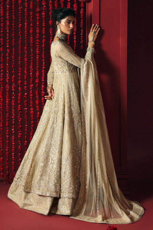 NAQSHI Saleha skin-tone maxi close-up featuring adda work, sequins and lace detailing